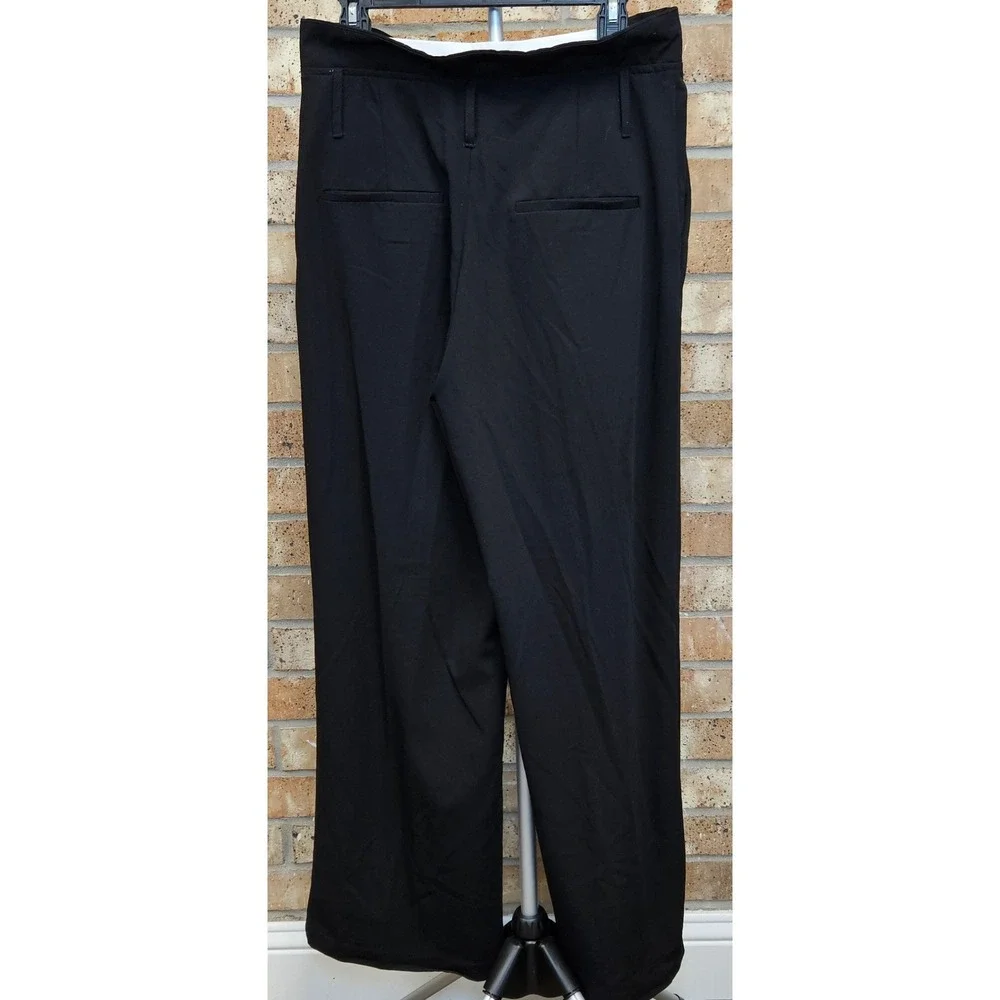 Zara Black Wide Straight Leg Trousers Dress Pants 28/31 Size Medium - Picture 2 of 14